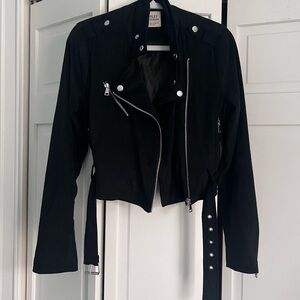 Ashley By 26 International Black Leather Jacket with Silver Details